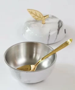Inspire Me! Home Decor Gold Marbled Pattern Apple Honey/Sugar Dispenser