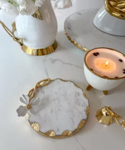 Inspire Me! Home Decor Round Trivet With White Jeweled Flower Details