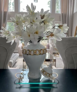 Inspire Me! Home Decor White Ceramic Ginger Jar With Stunning Gold Chain Details (3 Sizes) 15 Inspire Me! Home Decor White Ceramic Ginger Jar With Stunning Gold Chain Details (3 Sizes)