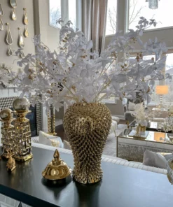 Inspire Me! Home Decor White Leaf Stem With Gold Berries