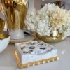 Inspire Me! Home Decor Gold White Marble Napkin Holder/Tray With Ruffled Border 1 Inspire Me! Home Decor Gold White Marble Napkin Holder/Tray With Ruffled Border