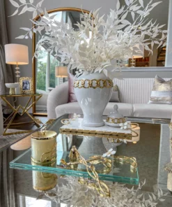 Inspire Me! Home Decor Small Rectangular Glass Tray With White Jeweled Flower Details