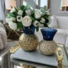 Inspire Me! Home Decor Blue & Gold Textured Vase (2 Sizes)