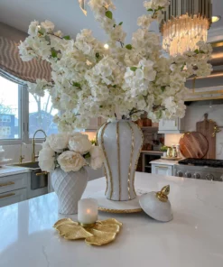 Inspire Me! Home Decor Large Marble Lazy Susan With Gold Edge