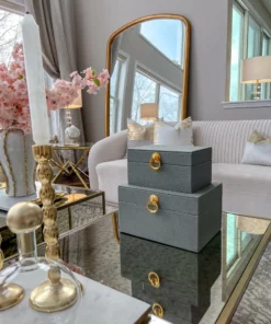 Inspire Me! Home Decor Set Of 2 Faux Leather Boxes W/ Gold Accent (2 Colors)