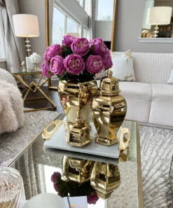 Inspire Me! Home Decor Gold Hexagon Ginger Jar (2 Sizes)