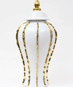 Inspire Me! Home Decor White Ginger Jar With Gold Details (3 Sizes)