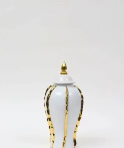 Inspire Me! Home Decor White Ginger Jar With Gold Details (3 Sizes)