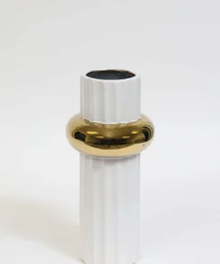 Inspire Me! Home Decor White Linear Vase With Gold Circle Detail (2 Sizes)