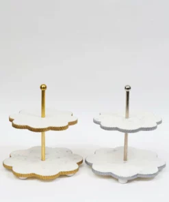 Inspire Me! Home Decor White Marble Flower Shaped Cake Stand (2 Colors)