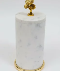 Inspire Me! Home Decor Marble Canisters With Floral Design Lid (2 Colors, 3 Sizes) Gold