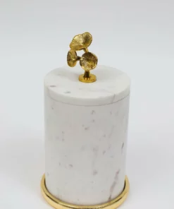 Inspire Me! Home Decor Marble Canisters With Floral Design Lid (2 Colors, 3 Sizes) Gold