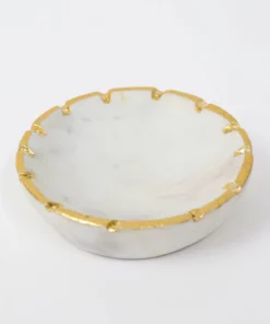 Inspire Me! Home Decor Round Marble Spoon Rest With Gold Trim