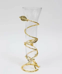 Inspire Me! Home Decor Glass And Metal Spiral Leaf Vase - Gold