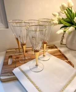 Inspire Me! Home Decor Set Of 6 Gold Stemmed Wine Glasses
