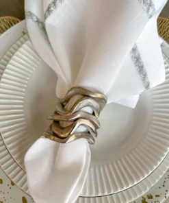 Inspire Me! Home Decor Wavy Stacked Napkin Ring (2 Colors) Gold