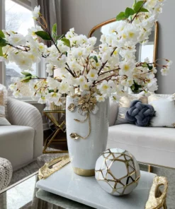 Inspire Me! Home Decor Ceramic White And Gold Orb