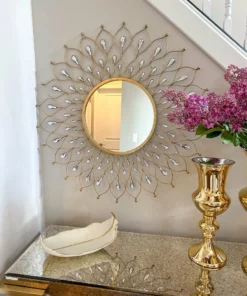 Inspire Me! Home Decor Golden Jeweled Sunburst MIrror