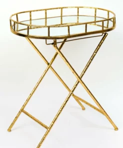 Inspire Me! Home Decor Gold Oval Accent Table With Mirror Top