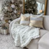 Inspire Me! Home Decor Ivory Chunky Knitted Throw Blanket