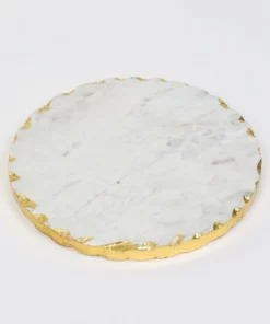 Inspire Me! Home Decor Round Marble Trivet With Gold Edge (2 Sizes)