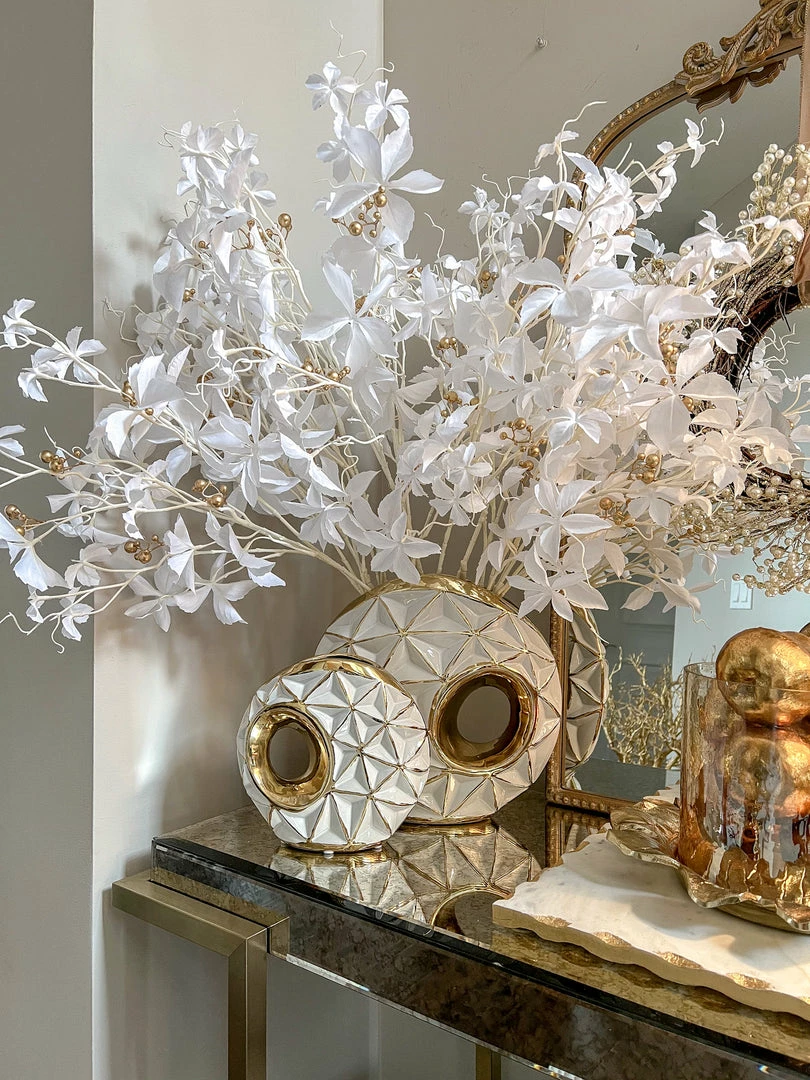 Inspire Me! Home Decor White Porcelain Geometrical Design Vase With Cut Out (2 Sizes) 3 Inspire Me! Home Decor White Porcelain Geometrical Design Vase With Cut Out (2 Sizes)