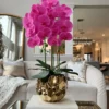 Inspire Me! Home Decor Pink Potted Faux Orchid In Gold Beveled Pot