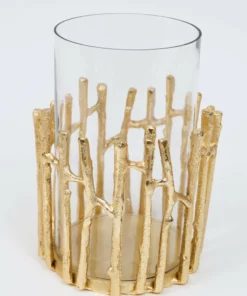 Inspire Me! Home Decor Glass Hurricane/Faux Floral Vase With Gold Twig Design (3 Sizes) 21 Inspire Me! Home Decor Glass Hurricane/Faux Floral Vase With Gold Twig Design (3 Sizes)