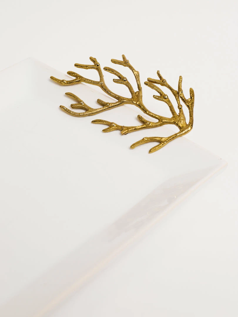 Inspire Me! Home Decor White Ceramic Tray With Gold Textured Design Handles " From Pops Of Color Home Collection" 6 Inspire Me! Home Decor White Ceramic Tray With Gold Textured Design Handles " From Pops Of Color Home Collection"