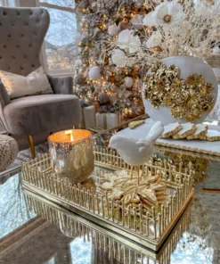 Inspire Me! Home Decor Mirrored Tray With Gold Linear Design