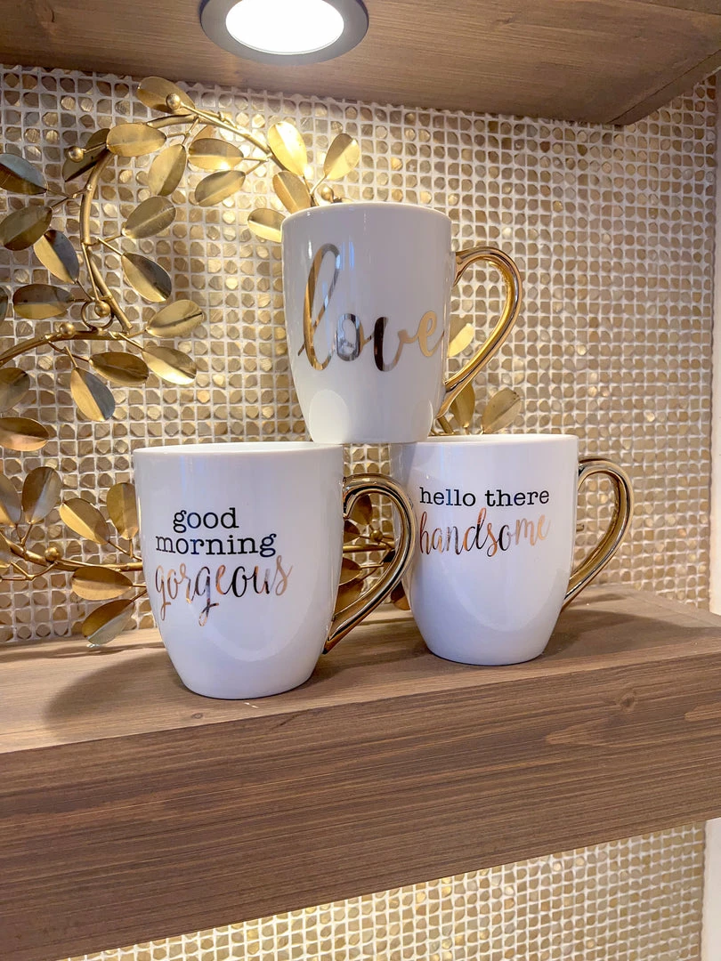 Inspire Me! Home Decor White Mug With Gold Handle (2 Styles) 6 Inspire Me! Home Decor White Mug With Gold Handle (2 Styles)