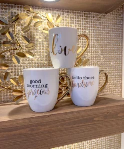 Inspire Me! Home Decor Mr. & Mrs. Mug Set (Set Of 2) Gold