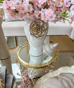 Inspire Me! Home Decor Round Decorative Mirror Tray With Gold Details