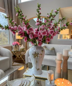 Inspire Me! Home Decor Floral Stems Hollyhock Stem (3 Colors) 15 Inspire Me! Home Decor Floral Stems Hollyhock Stem (3 Colors)