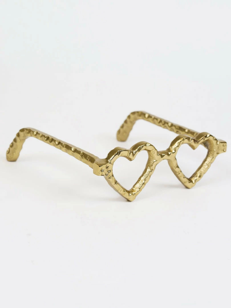Inspire Me! Home Decor Gold Heart Eyes Glasses Decorative Sculpture 3 Inspire Me! Home Decor Gold Heart Eyes Glasses Decorative Sculpture