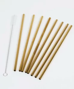 Inspire Me! Home Decor Gold Metal Straws