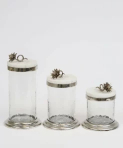 Inspire Me! Home Decor Gold Or Silver Canisters With Floral Lotus Lid (2 Colors)