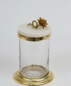 Inspire Me! Home Decor Gold Or Silver Canisters With Floral Lotus Lid (2 Colors)