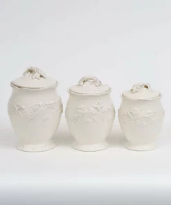 Inspire Me! Home Decor Oversized White Detailed Jars (Set Of 3)