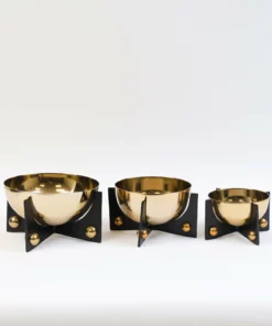 Inspire Me! Home Decor Gold Metal Bowl With Black Base (3 Sizes) 8 Inspire Me! Home Decor Gold Metal Bowl With Black Base (3 Sizes)