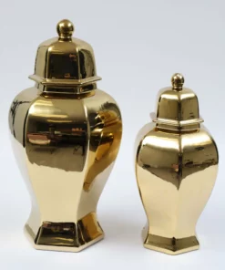 Inspire Me! Home Decor Gold Hexagon Ginger Jar (2 Sizes)