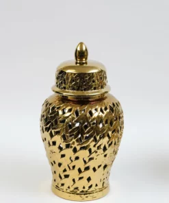 Inspire Me! Home Decor Gold Leaf Pattern Ginger Jar (2 Sizes)