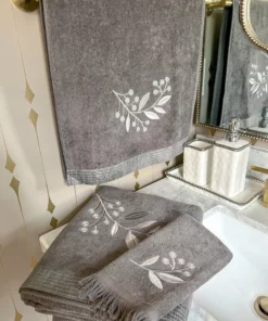 Inspire Me! Home Decor BATHROOM Granite Towel With Leaf & Vine Pattern (3 Sizes)