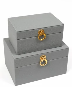 Inspire Me! Home Decor Set Of 2 Faux Leather Boxes W/ Gold Accent (2 Colors)