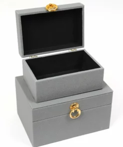 Inspire Me! Home Decor Set Of 2 Faux Leather Boxes W/ Gold Accent (2 Colors)