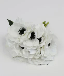 Inspire Me! Home Decor Floral Stems 10" Real Touch White Anemone Bouquet