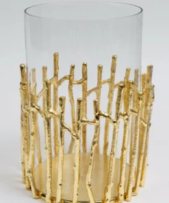 Inspire Me! Home Decor Glass Hurricane/Faux Floral Vase With Gold Twig Design (3 Sizes) 20 Inspire Me! Home Decor Glass Hurricane/Faux Floral Vase With Gold Twig Design (3 Sizes)
