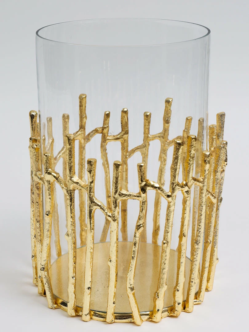 Inspire Me! Home Decor Glass Hurricane/Faux Floral Vase With Gold Twig Design (3 Sizes) 9 Inspire Me! Home Decor Glass Hurricane/Faux Floral Vase With Gold Twig Design (3 Sizes)