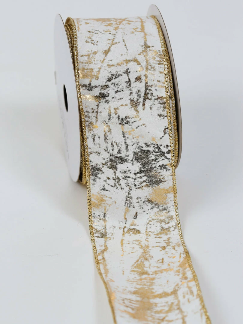Inspire Me! Home Decor Velvet White And Gold Metallic Marble Print Ribbon 3 Inspire Me! Home Decor Velvet White And Gold Metallic Marble Print Ribbon