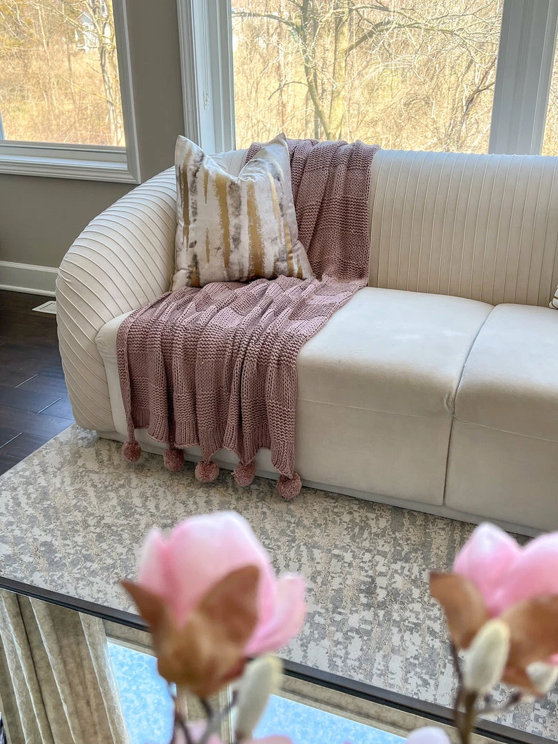 Inspire Me! Home Decor Knit Pom Pom Throw (2 Colors) 4 Inspire Me! Home Decor Knit Pom Pom Throw (2 Colors)